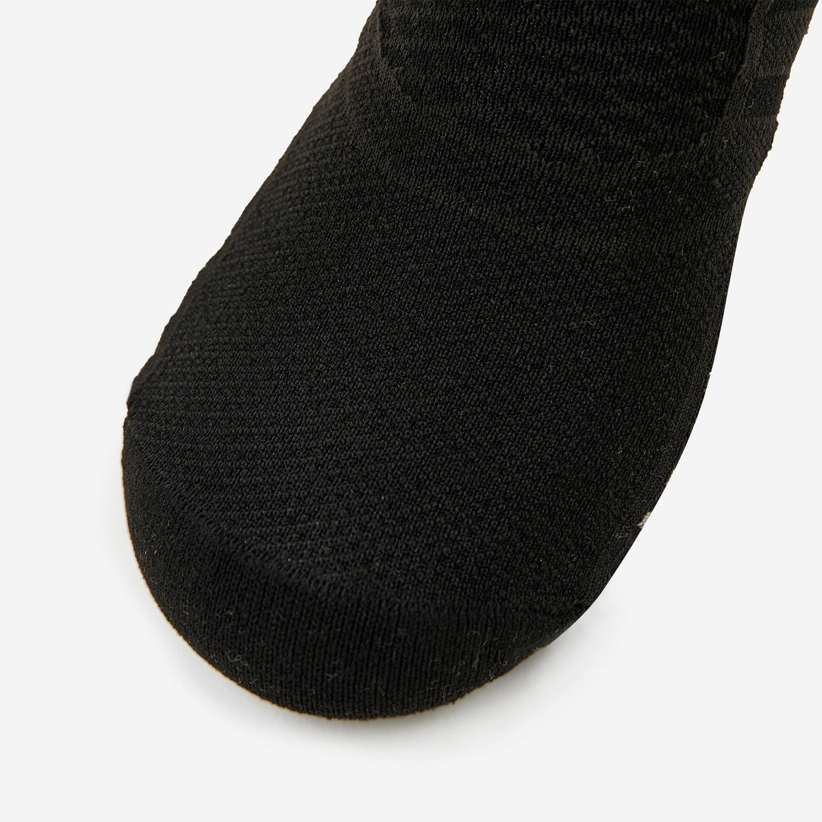 Close-up toe box detail of Thorlo Experia Prolite Crew Sock in black