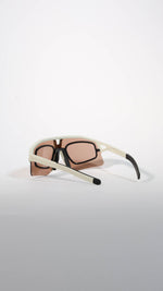 KOO optical clip sunglasses with white frame and brown lenses on white background