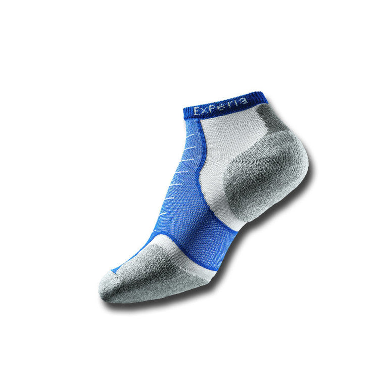 Experia Micro Mini athletic sock in royal blue and grey colorway