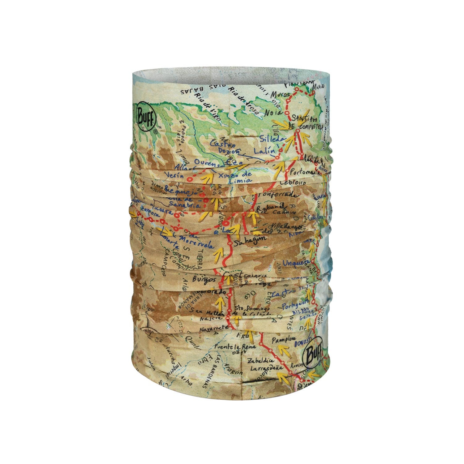 Buff Cool Net UV+ neck gaiter in National Geographic topographical map pattern