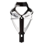 Tacx Deva carbon fiber bicycle bottle cage in black and white finish