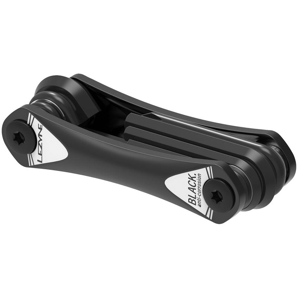 Lezyne RAP II 6 multi-tool in black folded compact position side angle view