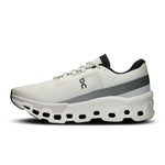 On Cloudmonster 2 running shoe in white and frost colorway with signature cloud sole