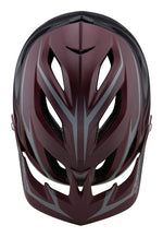 Troy Lee Designs A3 MIPS mountain bike helmet in burgundy color, top view