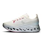 On Cloudsurfer Max women's running shoe in ivory with distinctive CloudTec sole