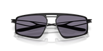 Oakley Bushwick sunglasses folded front view showing crossed temples and grey Prizm lenses