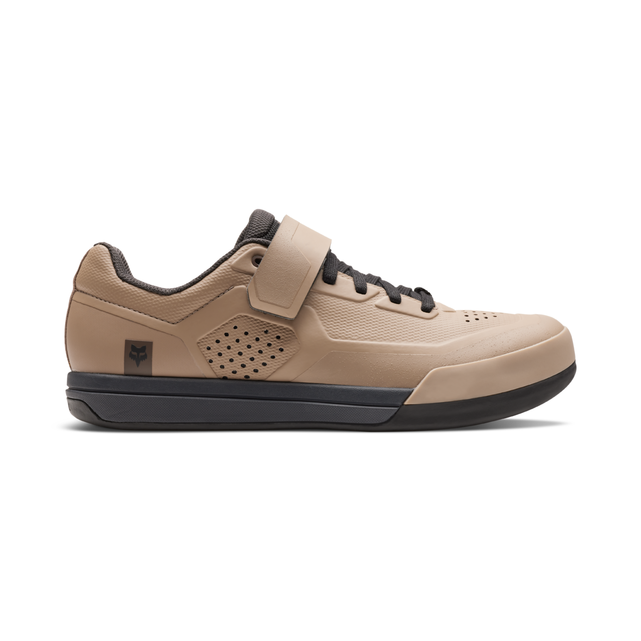 Fox Racing Union Clipless MTB Shoes in mocha tan colorway with velcro strap