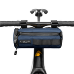 Almsthre navy blue compact bar bag mounted on bicycle handlebars