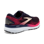 Brooks Ghost 16 women's running shoe in peacoat navy with raspberry pink mesh