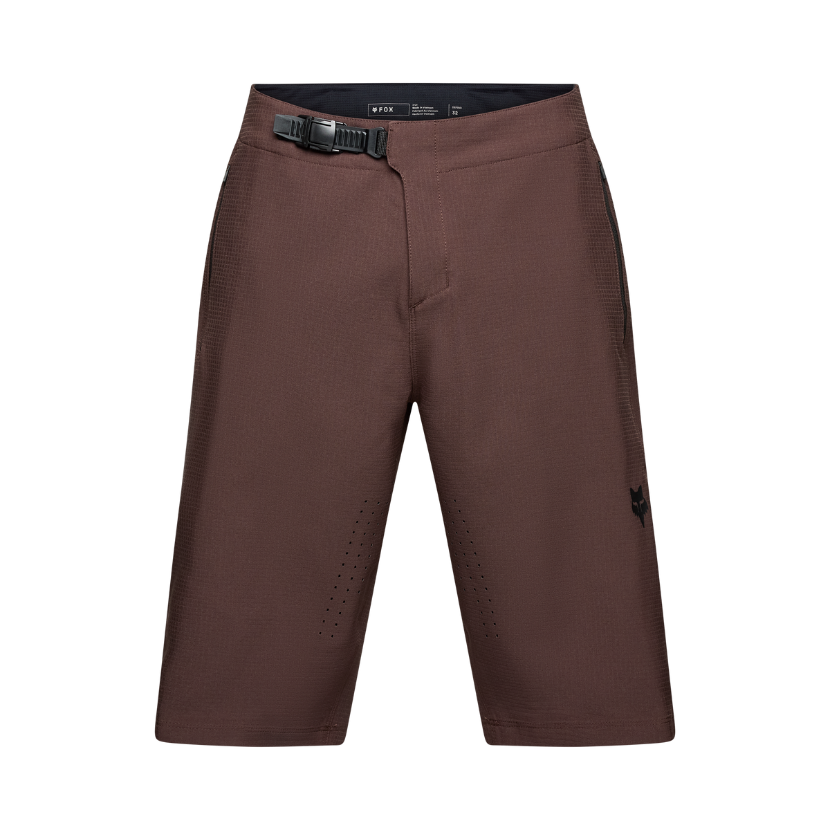 Fox Racing Defend MTB shorts in dark brown with buckle closure and logo detail