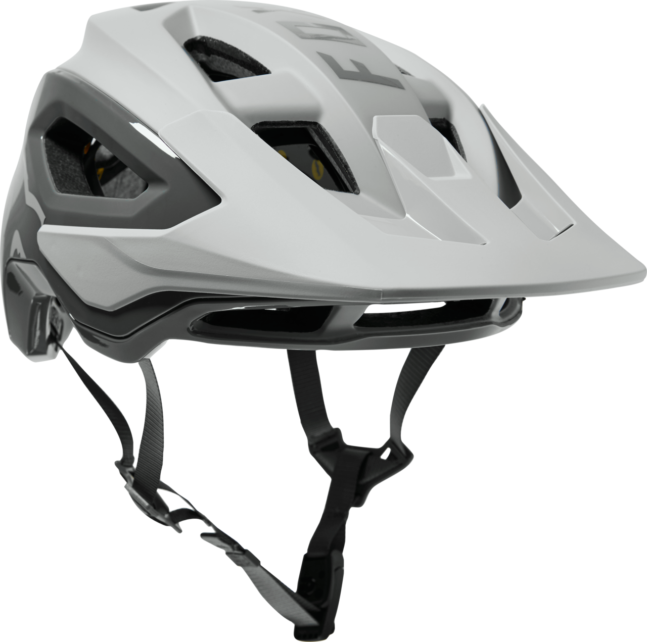 Fox Racing Speedframe Pro mountain bike helmet in matte white and grey colorway