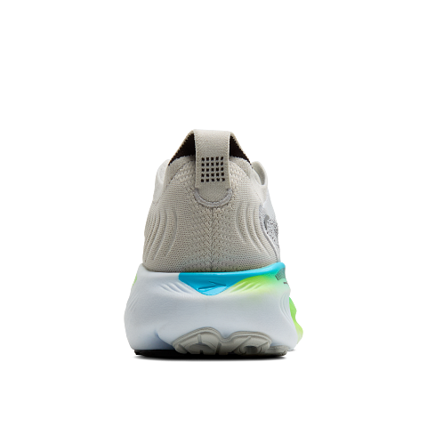 Brooks Adrenaline GTS 25 men's running shoe in oyster gray with blue-green gradient sole