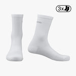Shimano Performance white cycling socks 3-pack shown front and side view