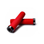 Red Hi Line GR1 Performance Grips with textured pattern and black lock rings