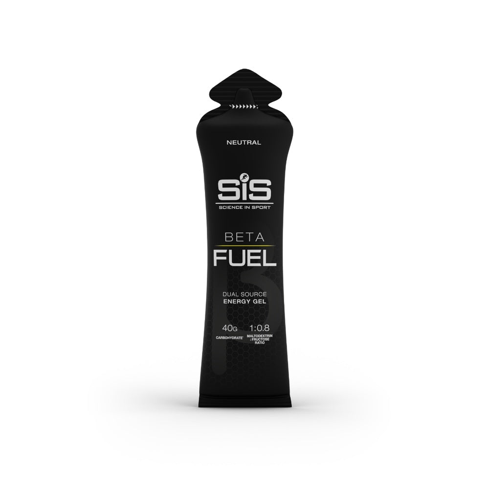 SIS Beta Fuel energy gel packet in black neutral flavor