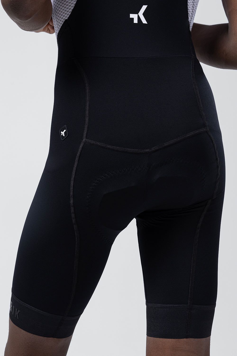 Gobik Absolute 7.0 black bib shorts rear view showing chamois pad and side pocket