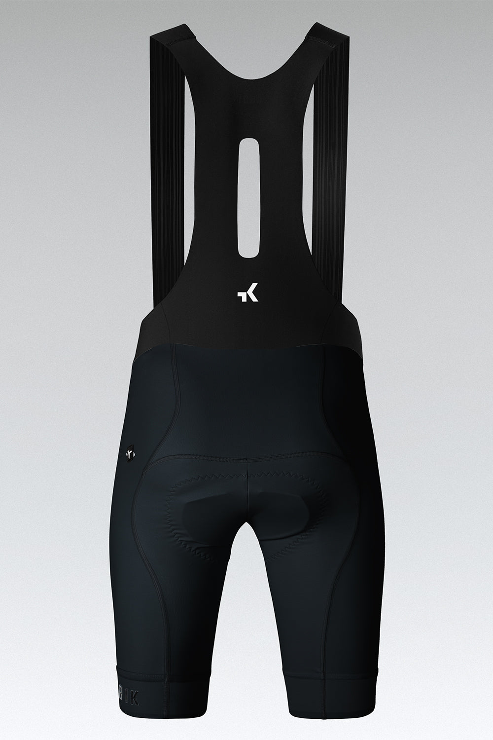 Gobik Absolute 7.0 black bib shorts rear view with padded chamois and straps