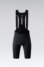 Gobik Lancer black cycling bib shorts with shoulder straps on white background