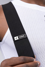 Gobik Lancer bib shorts in white diamond mesh with black shoulder straps