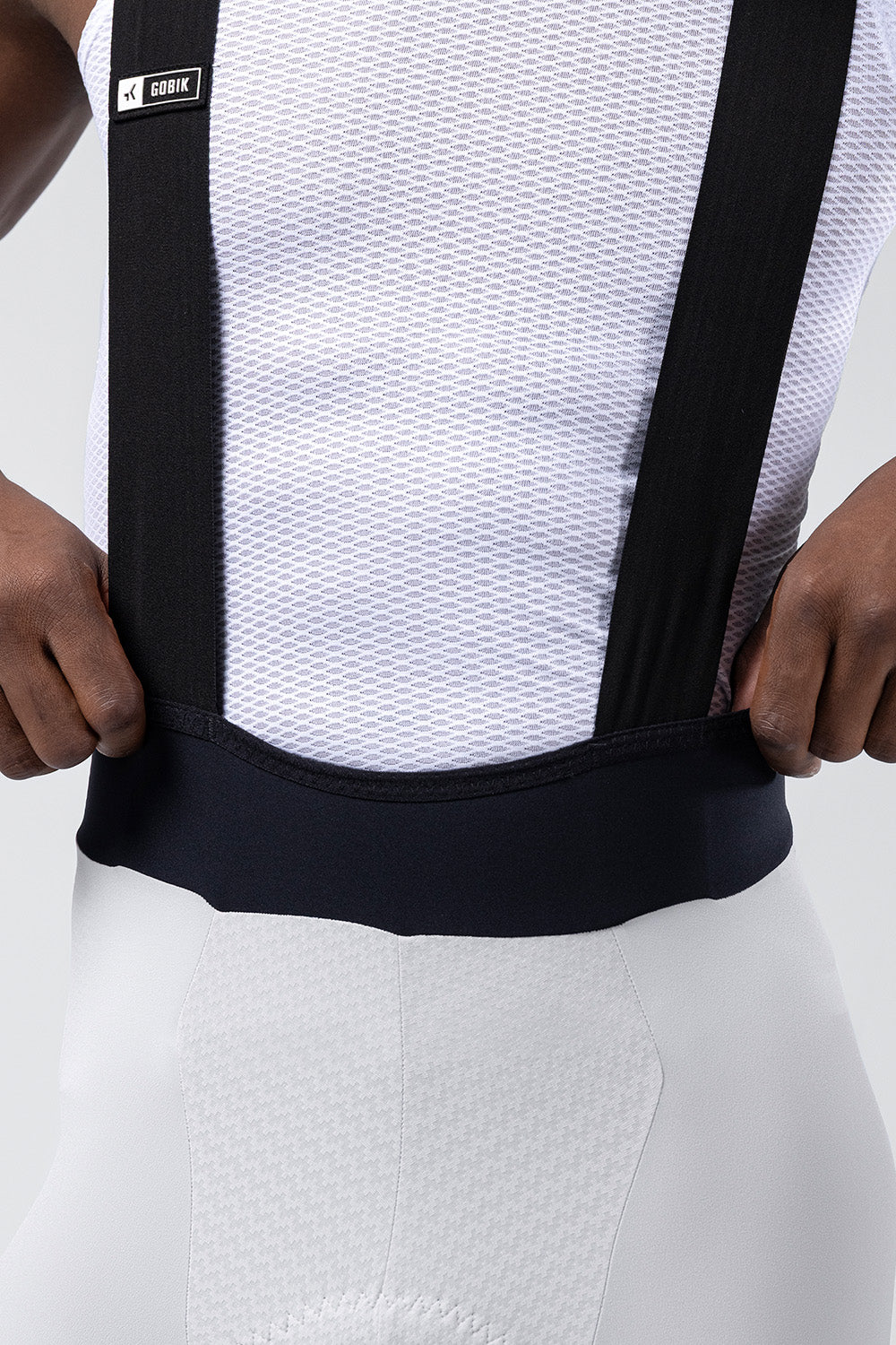 Gobik Lancer Bib Short Men's in white diamond pattern with black shoulder straps