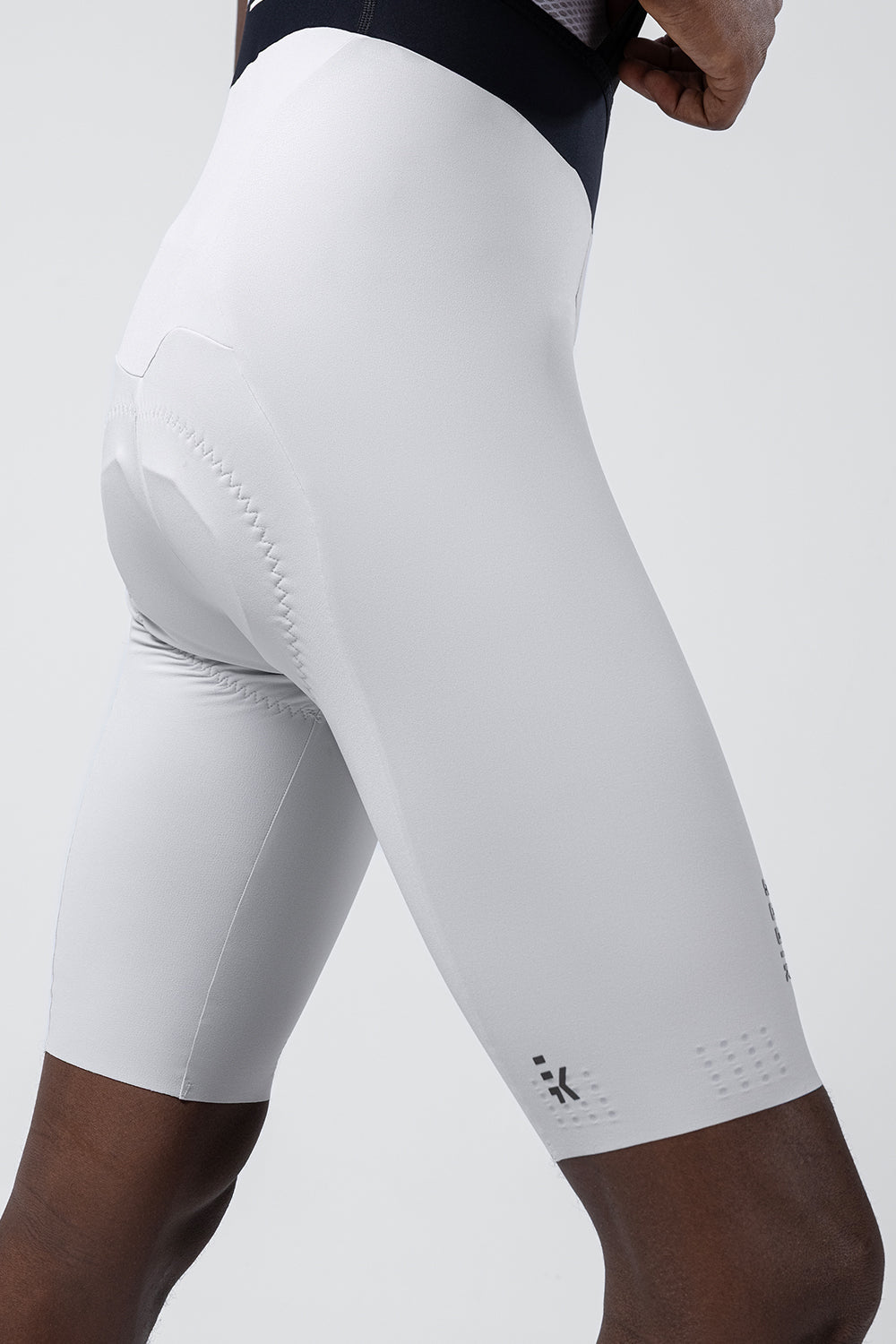 White Gobik Lancer men's cycling bib shorts with perforated ventilation panels