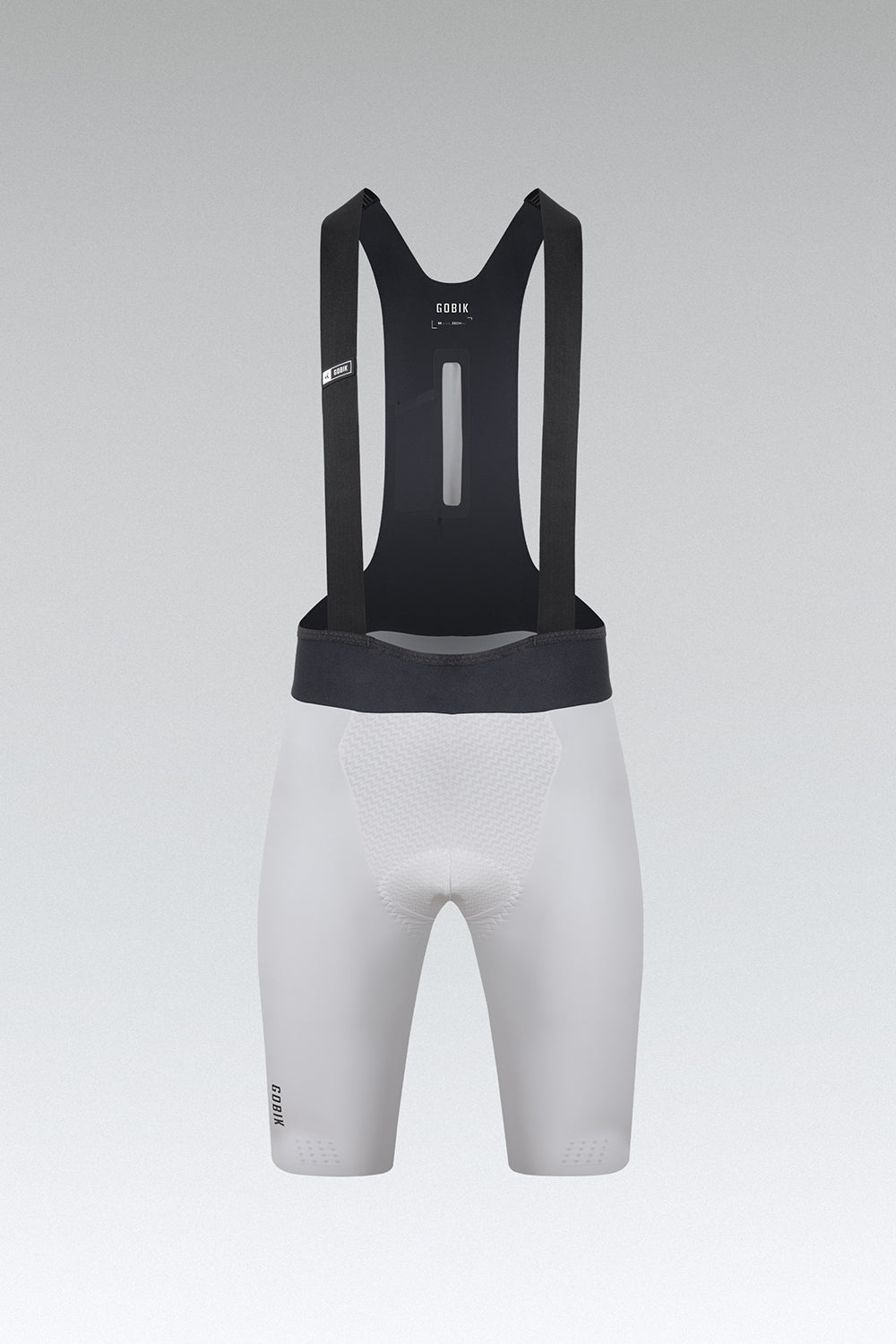 Gobik Lancer men's cycling bib shorts in white with black shoulder straps