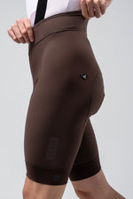 Brown Gobik Matt 2.0 bib shorts with high waistband and compression fit