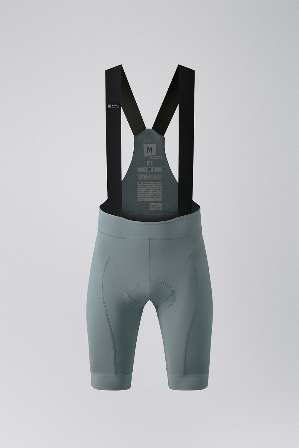 Gobik Matt 2.0 men's cycling bib shorts in trooper green color with black suspenders