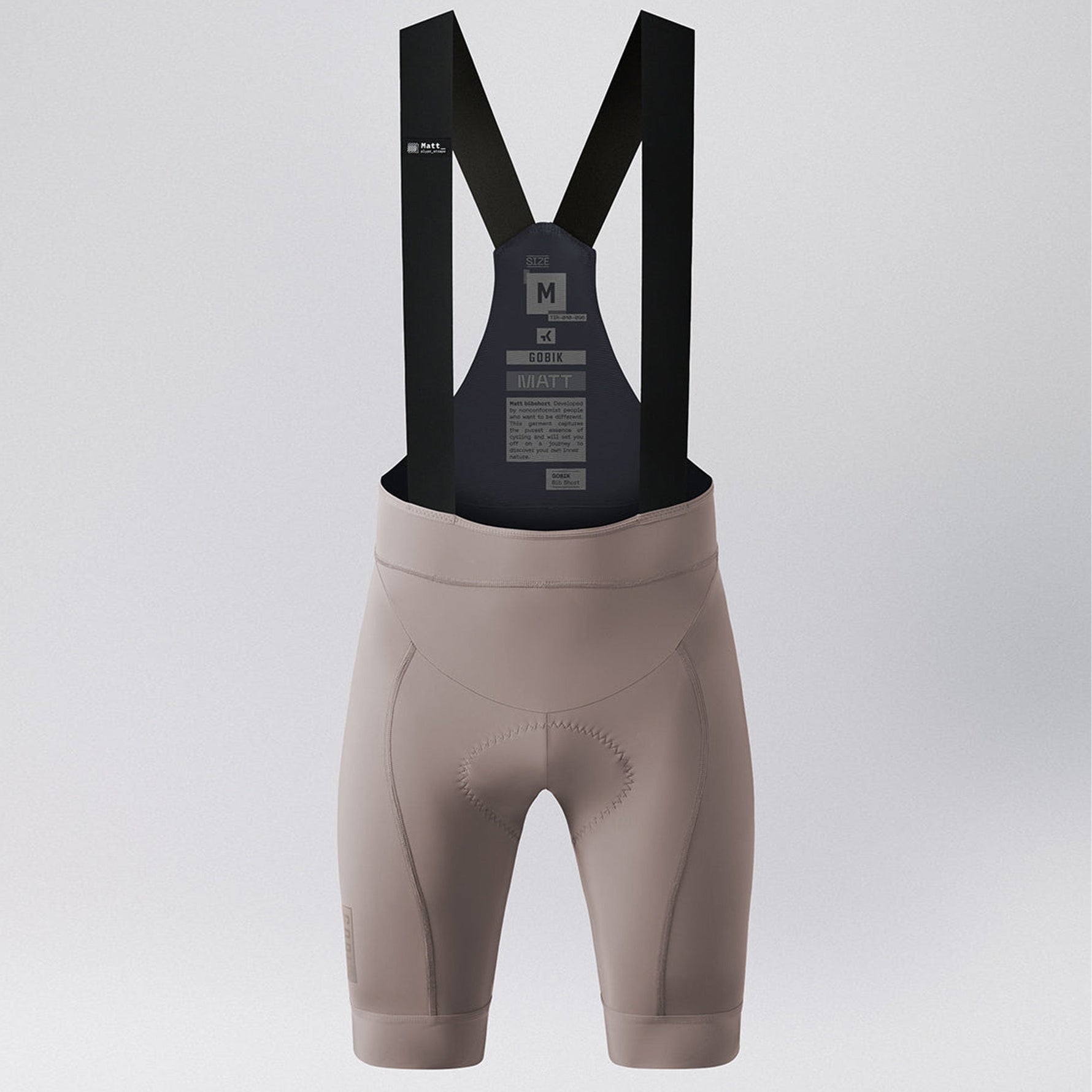 Gobik Matt 2.0 women's cycling bib shorts in aura beige with black suspenders