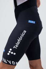 Gobik Ultralite bib shorts in Movistar Team navy colorway with Telefonica branding