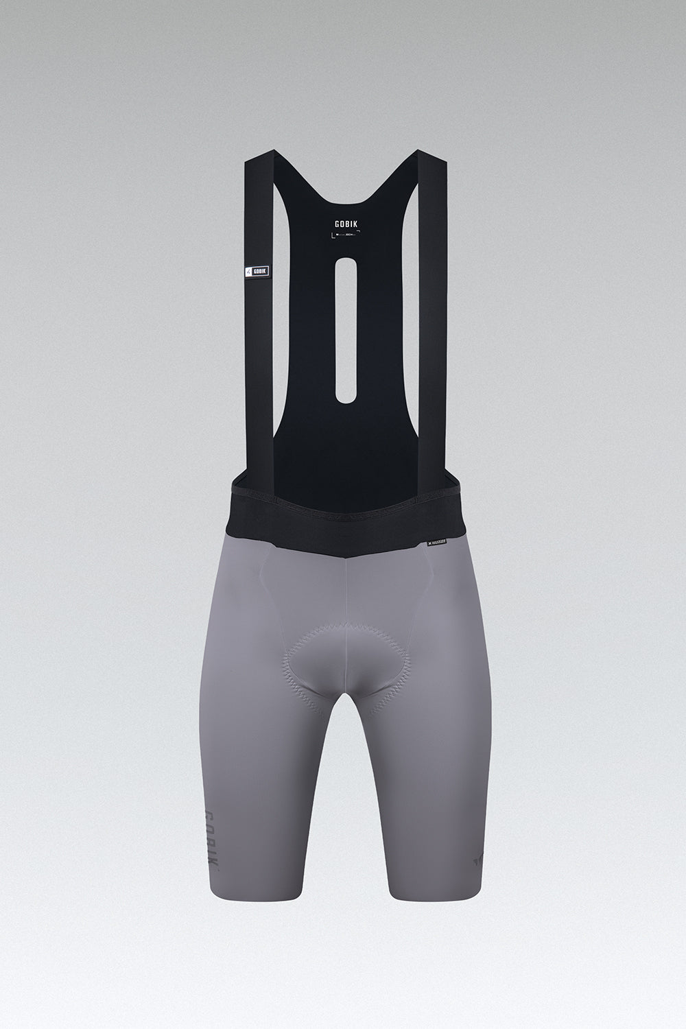 GOBIK X Bib Short Men's cycling shorts in gray with black straps and chamois padding