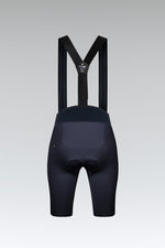 Gobik X women's cycling bib shorts in navy blue with black straps