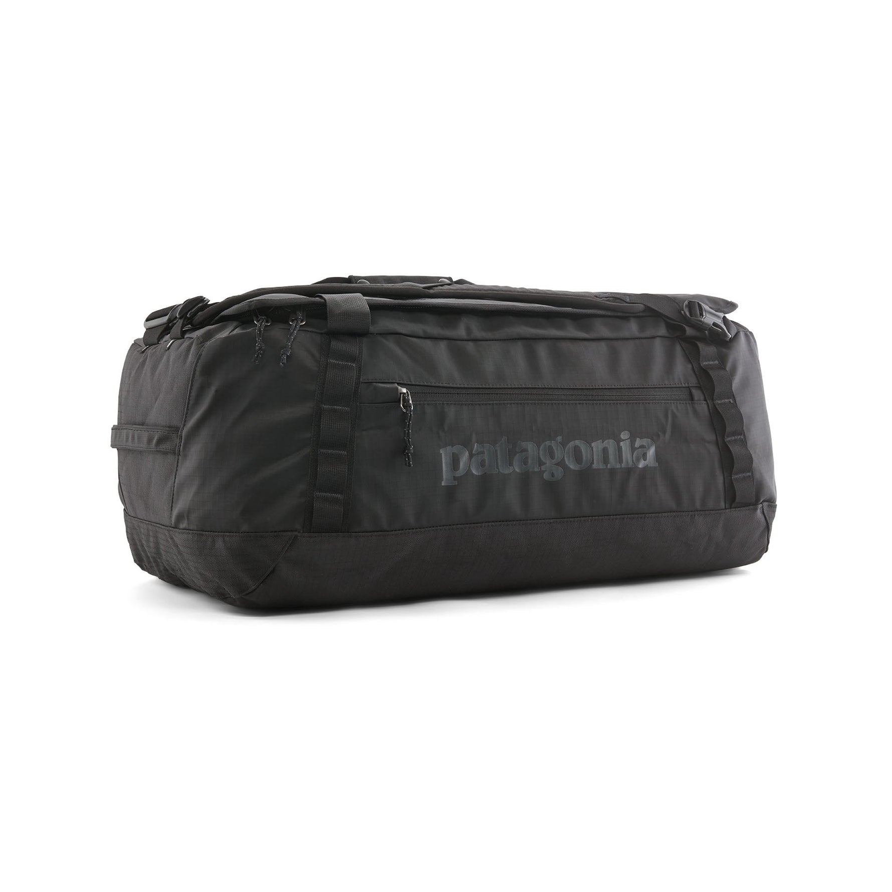 Patagonia Black Hole Duffel 55L in black with professional studio lighting