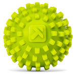 TriggerPoint MobiPoint green massage ball with textured spikes on white background