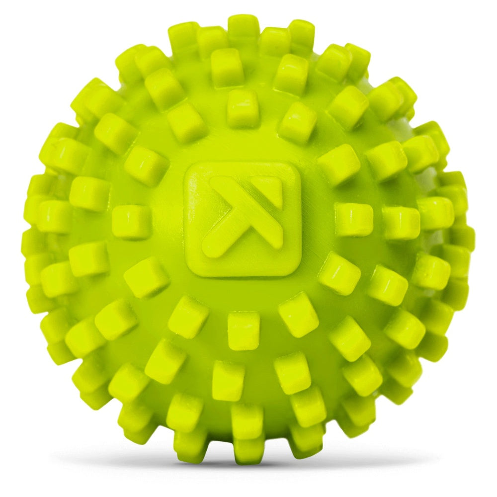 TriggerPoint MobiPoint green massage ball with textured spikes on white background