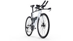 BMC Speedmachine time trial bike in white with aerodynamic handlebars and disc brakes