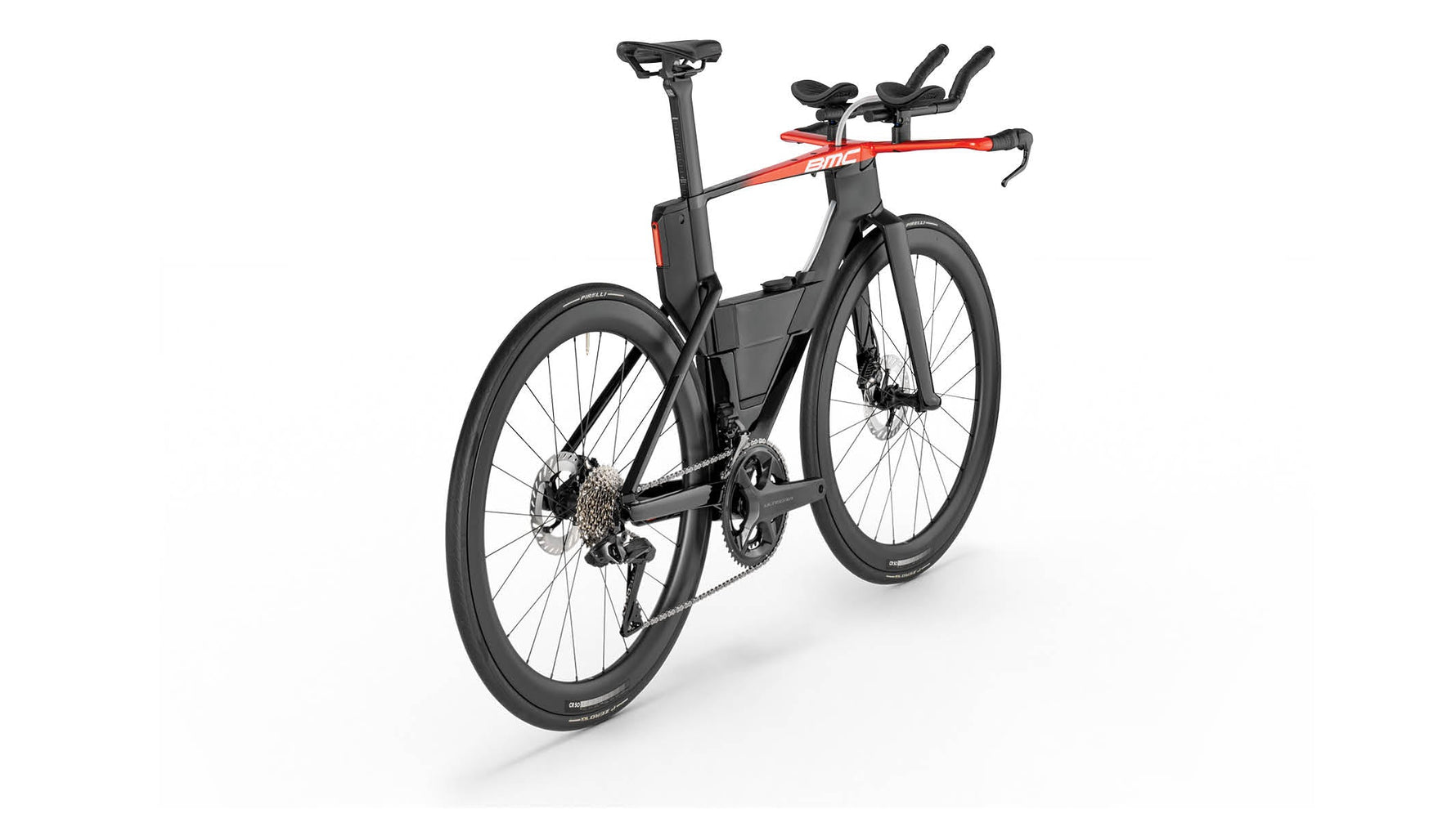 BMC Speedmachine 01 THREE carbon time trial bike with aerobars and red accents
