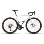 BMC Teammachine SLR 01 road bike in Stealth White with carbon wheels, side view