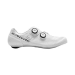White Shimano S-Phyre cycling shoe with dual BOA closure system