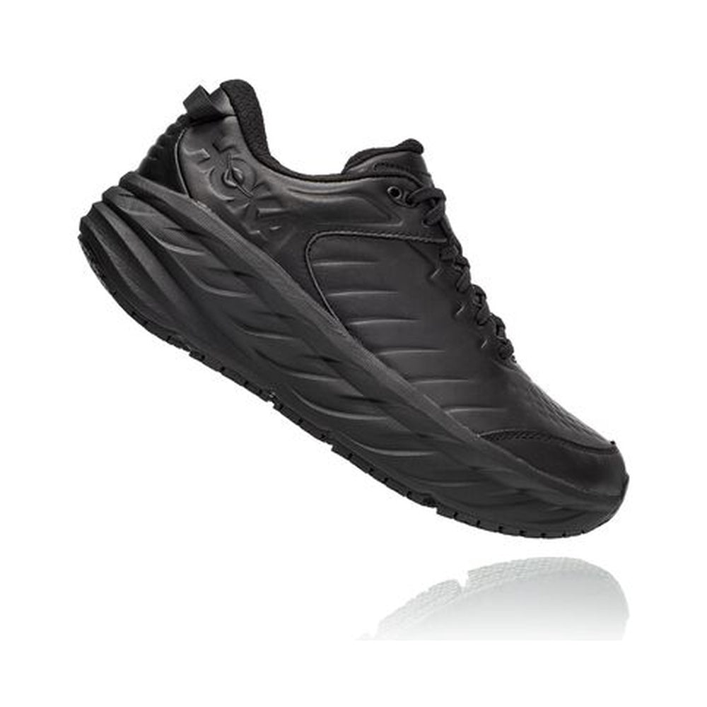 Black HOKA Bondi SR running shoes with maximum cushioning sole technology