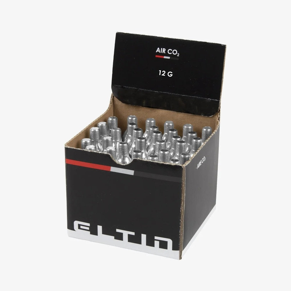 Eltin CO2 12g cartridges in black packaging box with silver threaded cartridges