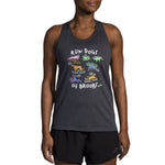 Brooks Distance Tank 2.0 in black with colorful Run Dogs of Brooks graphic design