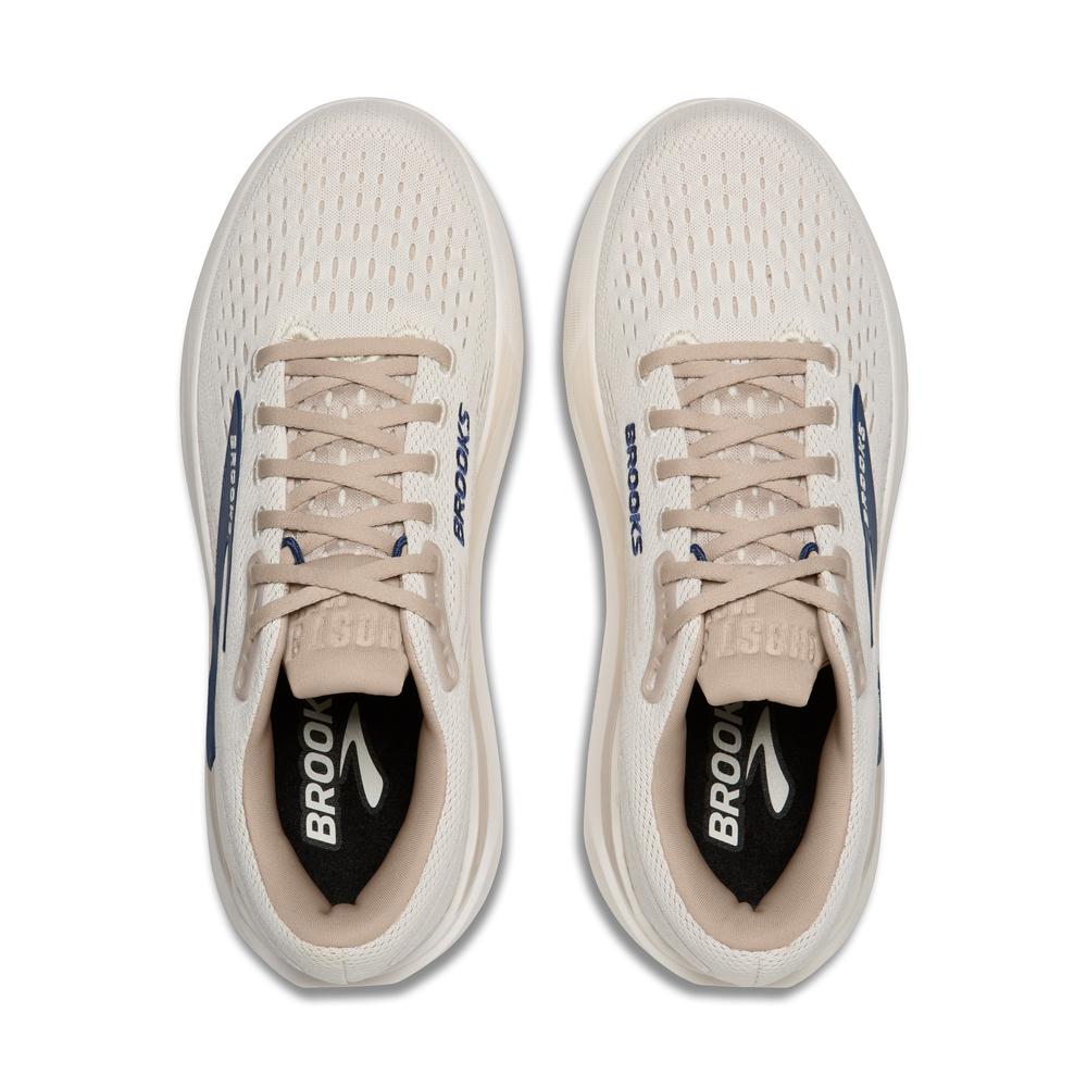 Brooks Ghost Max 3 men's running shoes in Coconut/Chateau/Navy colorway, top view