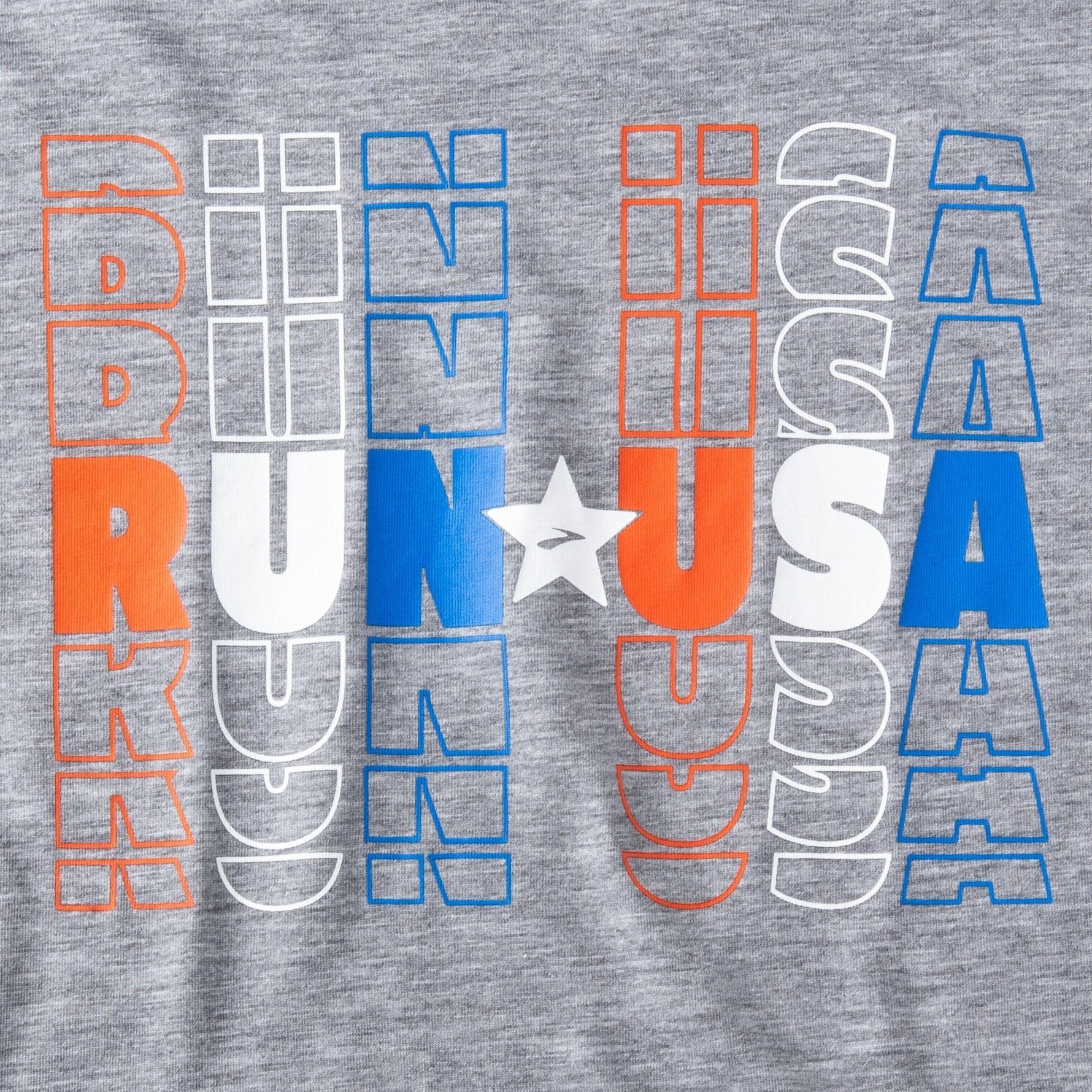 Brooks Distance Short Sleeve 3.0 men's shirt in heather ash with RUN USA patriotic graphic