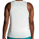 Brooks Sprint Free Tank 2.0 in white shown from the back on a model