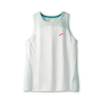 Brooks Sprint Free Tank 2.0 sleeveless running tank in white and mint with red logo
