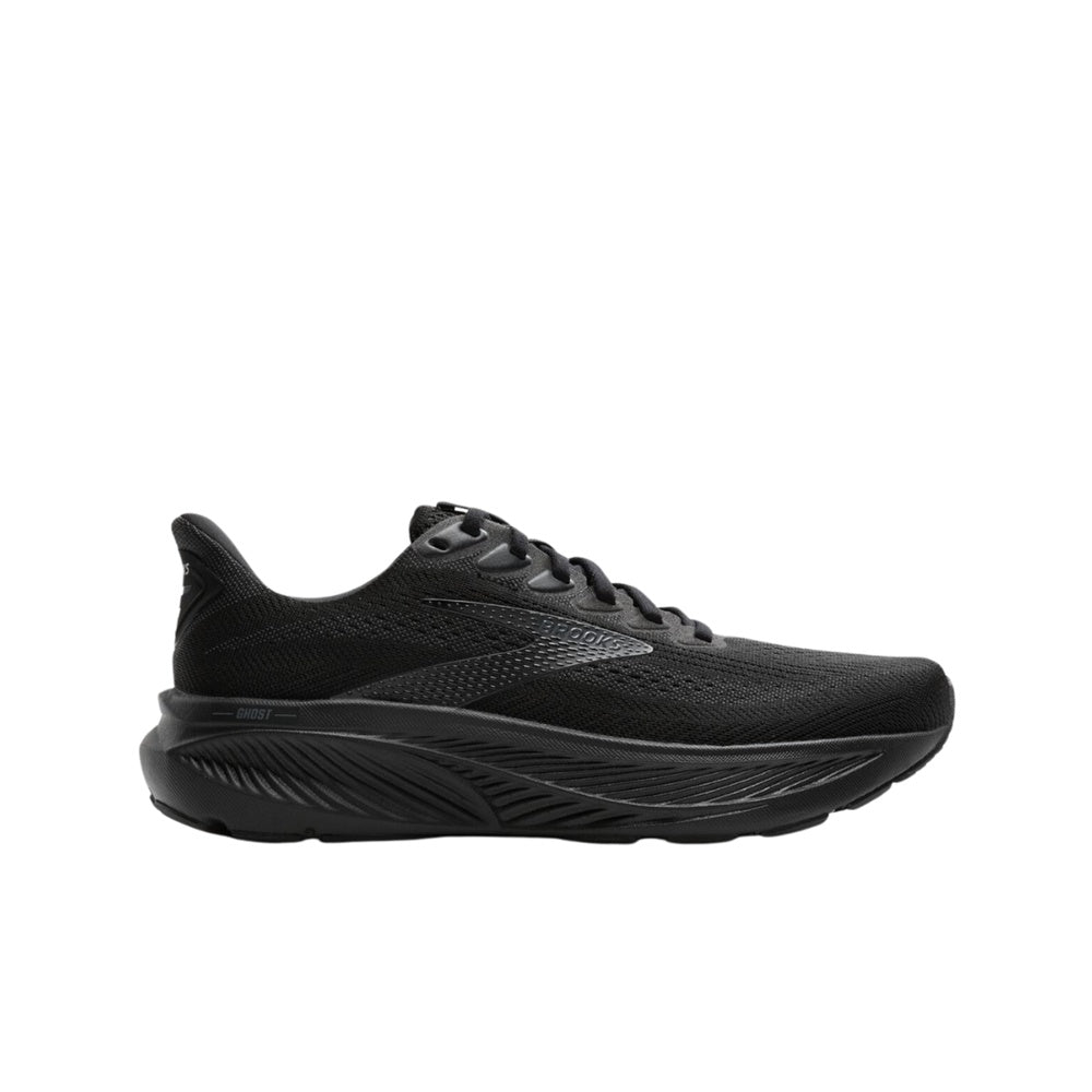 Brooks Ghost 17 women's running shoe in all black colorway