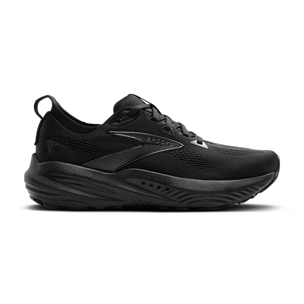 Brooks Glycerin 22 women's running shoe in all-black colorway with mesh upper
