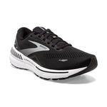 Brooks Adrenaline GTS 23 running shoe in black with silver accents on white background