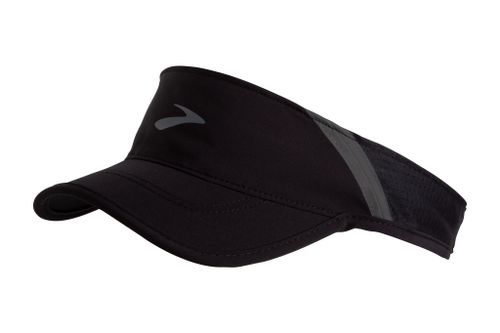Brooks Base Visor in black with gray logo detail on clean white background